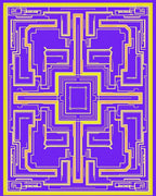 Modern Yellow Labyrinth Purple Rug