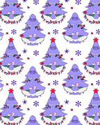 Purple Christmas Tree Snowflakes Rug