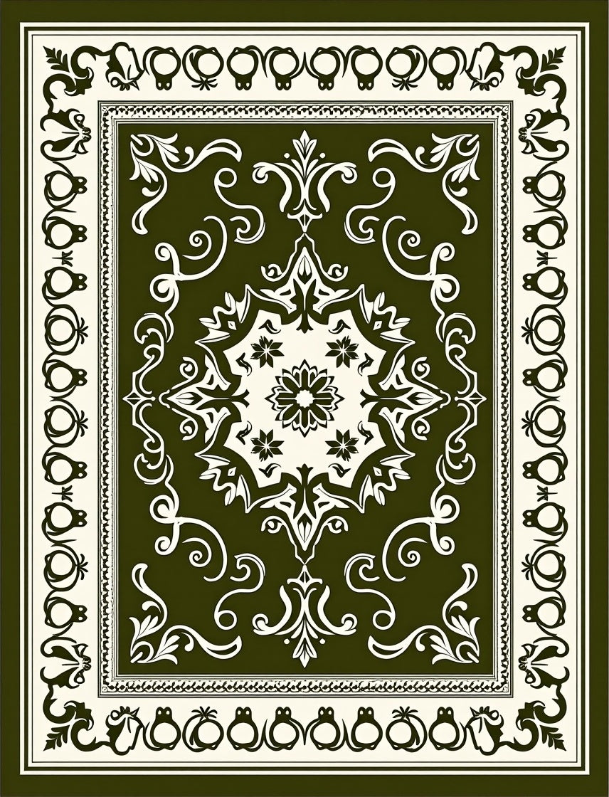 Deep Forest Medallion Ornamental Rug