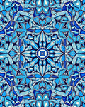 Symmetrical Blue White Organic Bloom Rug