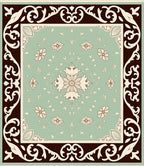 Vintage Teal Floral Medallion Garden Rug