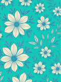 Cream Floral Vines Turquoise Background Rug