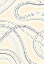 Soft Cream Abstract Swirl Line Rug