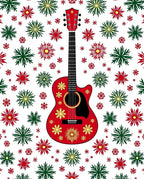 Red Guitar Snowflake Christmas Rug