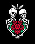 Skeletons Red Roses Lovers Rug