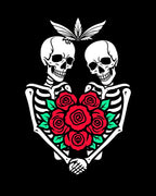 Skeletons Red Roses Lovers Rug