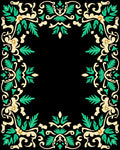 Emerald Leaf Scroll Accent Rug