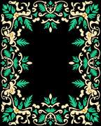 Emerald Leaf Scroll Accent Rug