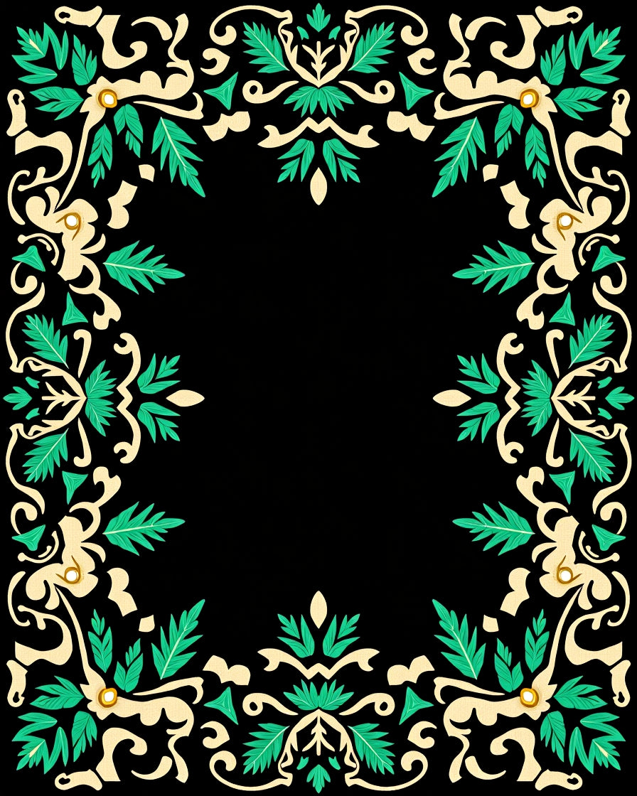Emerald Leaf Scroll Accent Rug