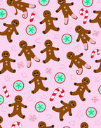 Pink Gingerbread Man Candy Cane Medley Rug