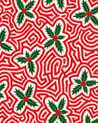 Red Green Floral Swirl Rug