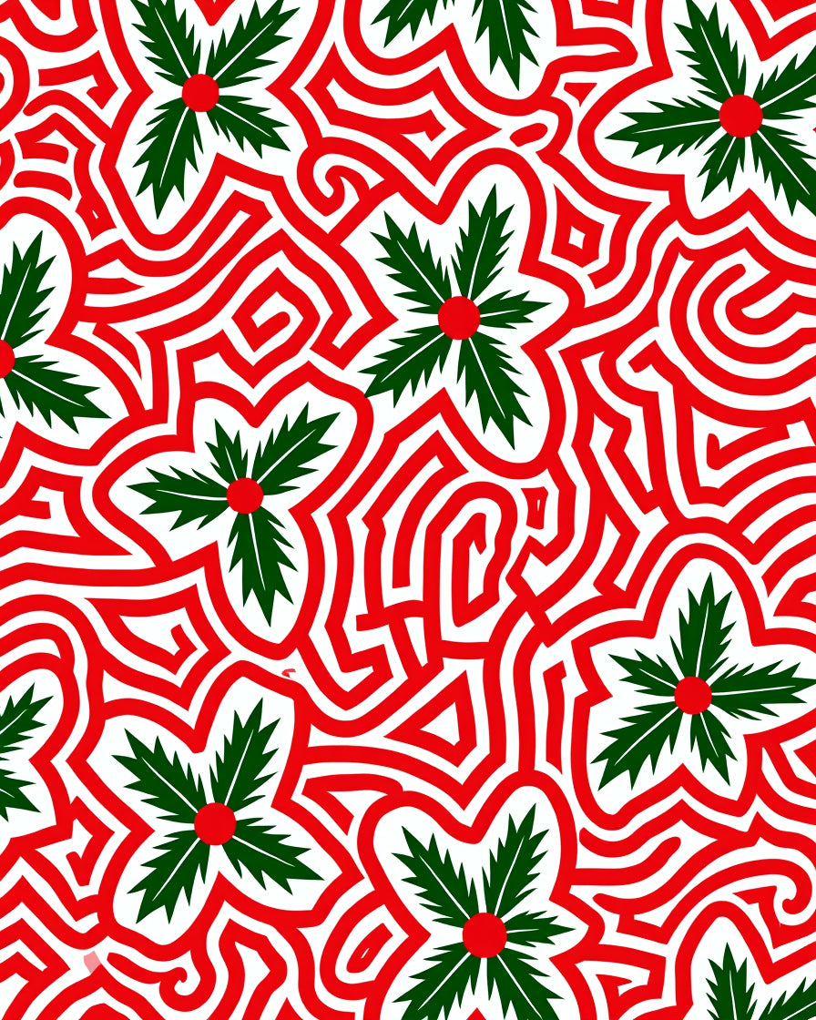 Red Green Floral Swirl Rug