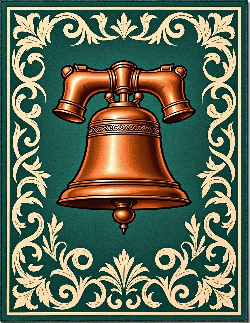 Classic Copper Bell Floral Frame Rug