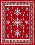 Red White Snowflake Winter Border Rug