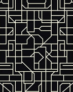 Black Cream Geometric Maze Rug