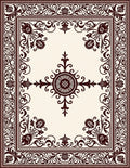 Ornate Crimson Floral Scroll Border Rug