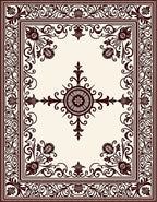 Ornate Crimson Floral Scroll Border Rug