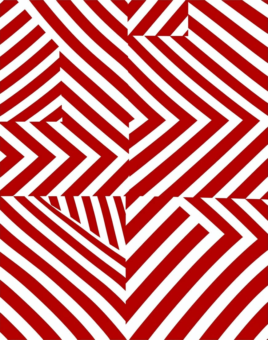 Bold Red Geometric Chevron Layout Rug