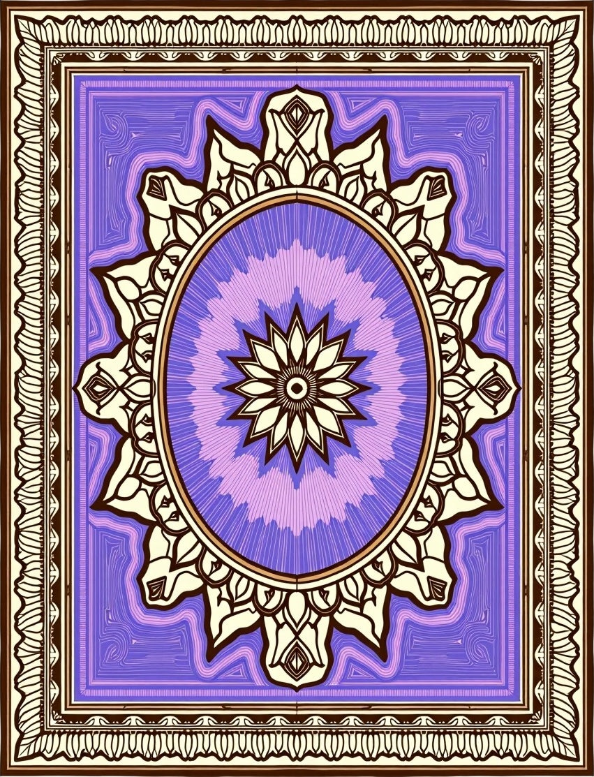 Lavender and Cream Medallion Mandala Rug