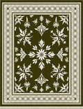 Olive Green Floral Botanical Medallion Rug