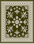 Olive Green Floral Botanical Medallion Rug