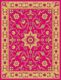 Lush Fuchsia Golden Floral Medallion Rug