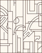 Abstract Cream Geometric Arch Rectangles Rug