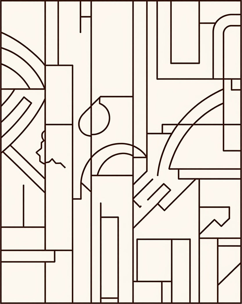 Abstract Cream Geometric Arch Rectangles Rug