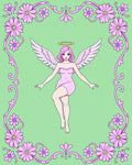Pink Angel Floral Frame Rug