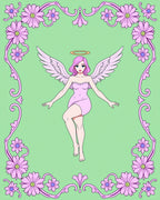 Pink Angel Floral Frame Rug