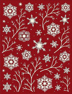 Crimson Snowflake Branch Arrangement Rug
