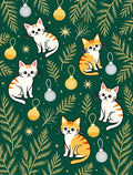Green Whimsical Cat Christmas Ornament Rug
