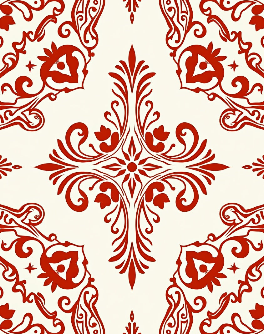 Scarlet Vine Arabesque Flourish Rug