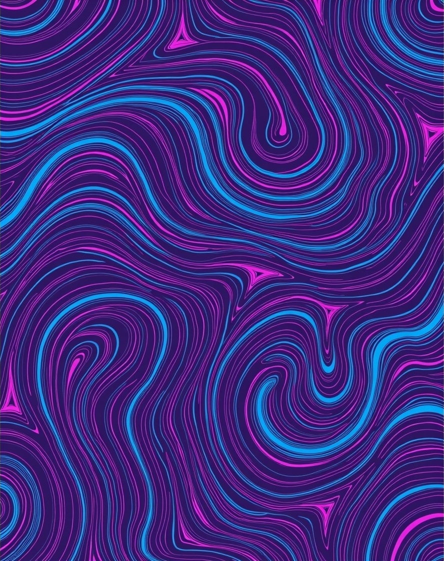 Vibrant Swirl Blue and Pink Lines Rug