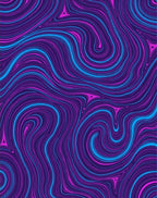 Vibrant Swirl Blue and Pink Lines Rug