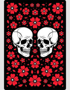 Red Skull Floral Whimsical Rug