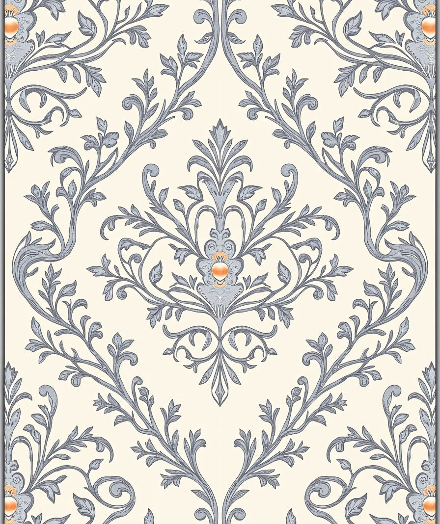 Cream Slate Floral Acanthus Rug
