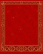 Crimson Gold Heart Swirl Star Rug