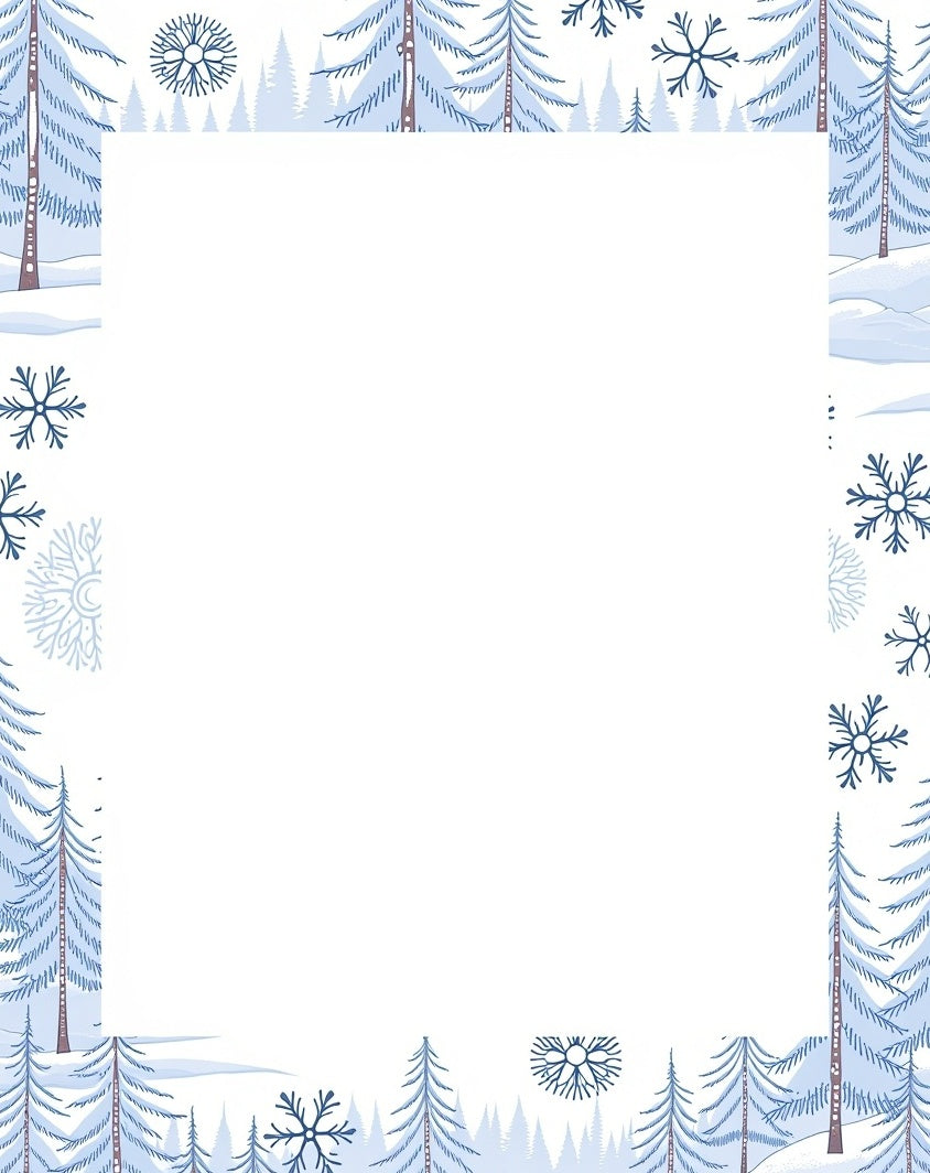 Winter Forest Snowflakes Blue Tone Rug