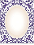 Deep Indigo Art Nouveau Floral Border Rug