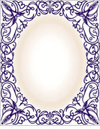 Deep Indigo Art Nouveau Floral Border Rug