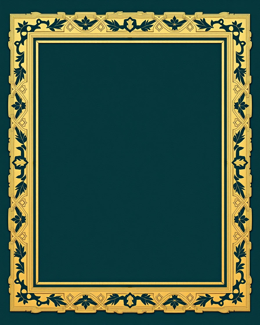 Elegant Gold Leaf Border Rug