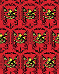 Bold Red Yellow Bird Geometric Rug