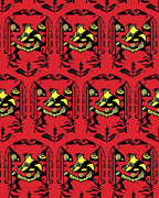 Bold Red Yellow Bird Geometric Rug