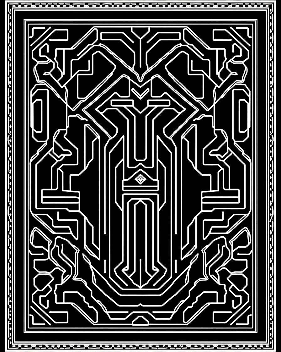 Monochromatic Linear Geometric Icon Rug