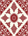 Crimson Floral Symmetry Diamond Rug