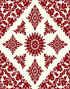 Crimson Floral Symmetry Diamond Rug