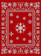 Crimson Snowflake Border Medallion Rug