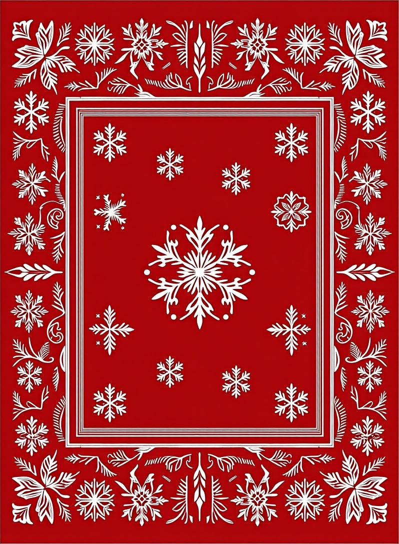 Crimson Snowflake Border Medallion Rug