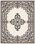 Ornate Dark Brown Floral Medallion Rug
